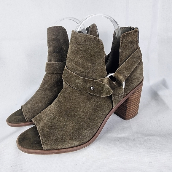 Crown Vintage Mason Moss Leather Open Toe Bootie SIZE 7.5 - Picture 2 of 9